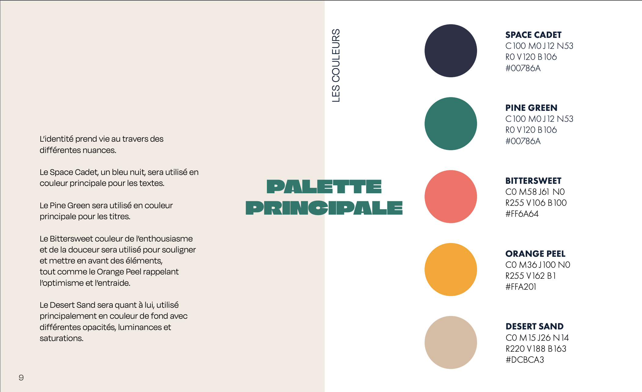 palette de couleurs principales