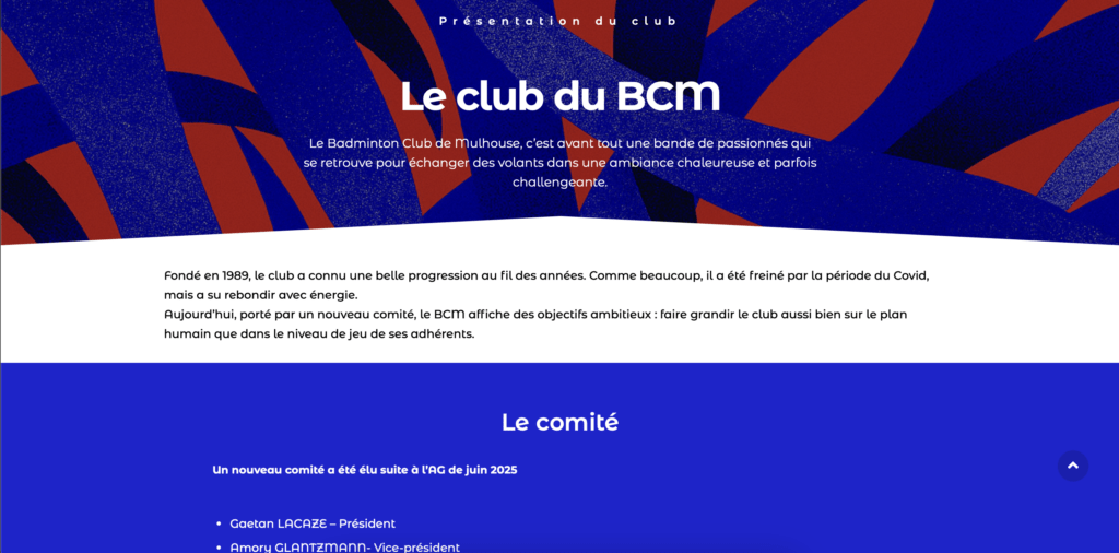 Site web badminton club de mulhouse