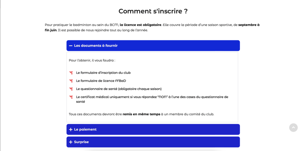 Site web badminton club de mulhouse