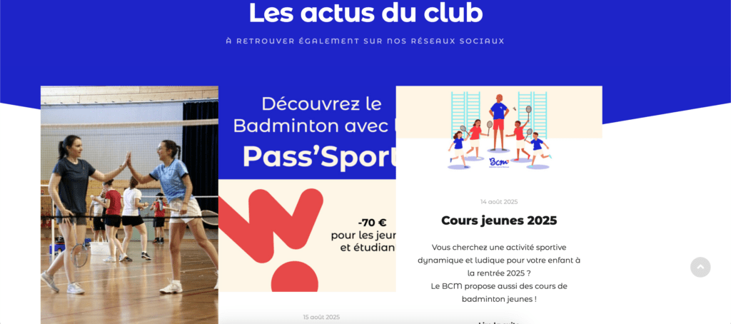 Site web badminton club de mulhouse